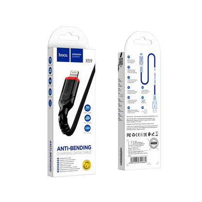 USB-A to Lightning Data and Charging Cable HOCO X59 Victory, 18W, 1m, Black