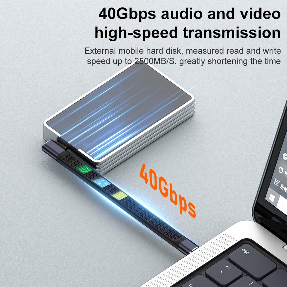 USB-C Data and Charging Cable - USB-C OEM Angled 8K Video Version 3, 240W, 0.15m, Black