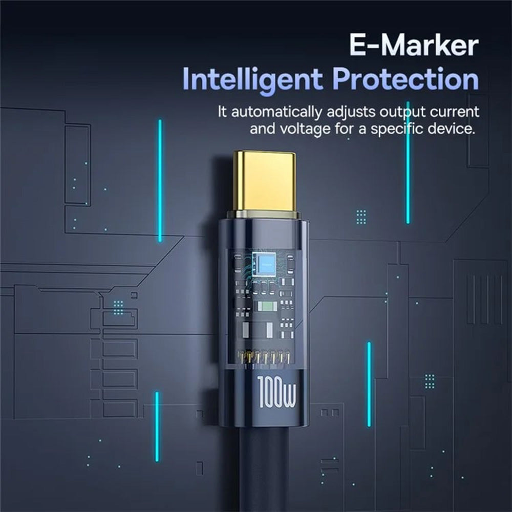 USB-C Data and Charging Cable - USB-C Baseus Explorer, 100W, 1m, Navy Blue P10319704321-00