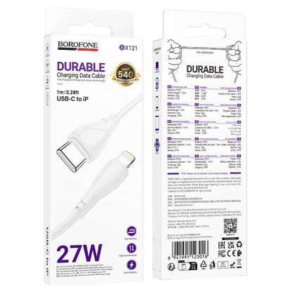USB-C to Lightning Data and Charging Cable Borofone BX121 Energy, 27W, 1m, White