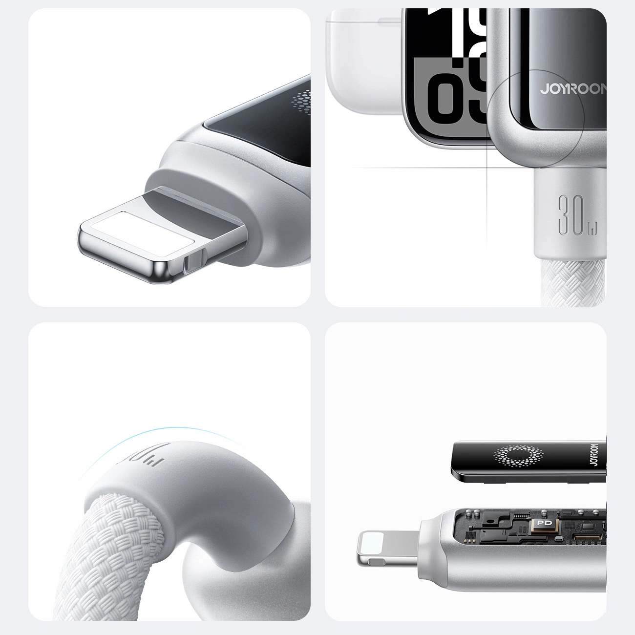 USB-C to Lightning Data and Charging Cable Joyroom S-A55 StarFlight Display, 30W, 1.2m, White