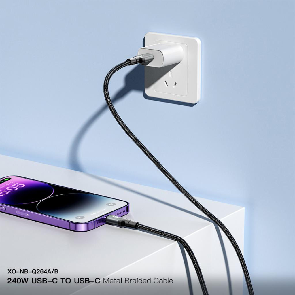 USB-C Data and Charging Cable - USB-C XO Design NB-Q264A, 240W, 1m, Black