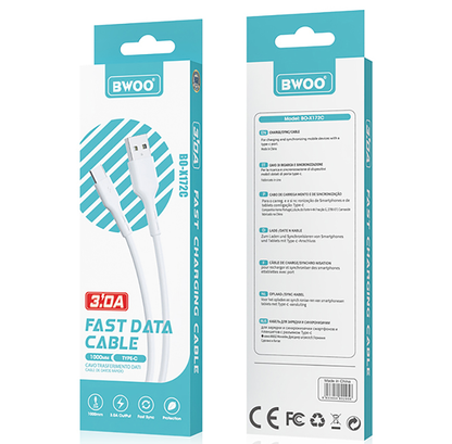 USB-A to USB-C Data and Charging Cable BWOO X172C, 60W, 1m, White