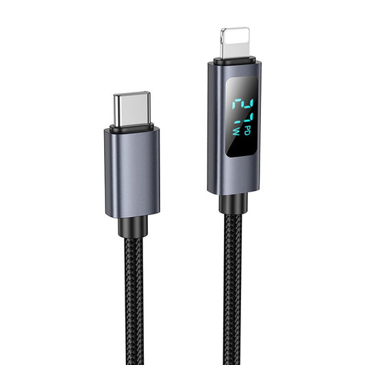 USB-C - Lightning Data and Charging Cable HOCO Display X112, 27W, 1m, Black