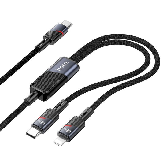 USB-C - Lightning / USB-C HOCO U139 2in1 Data and Charging Cable, 100W, 1.2m, Black