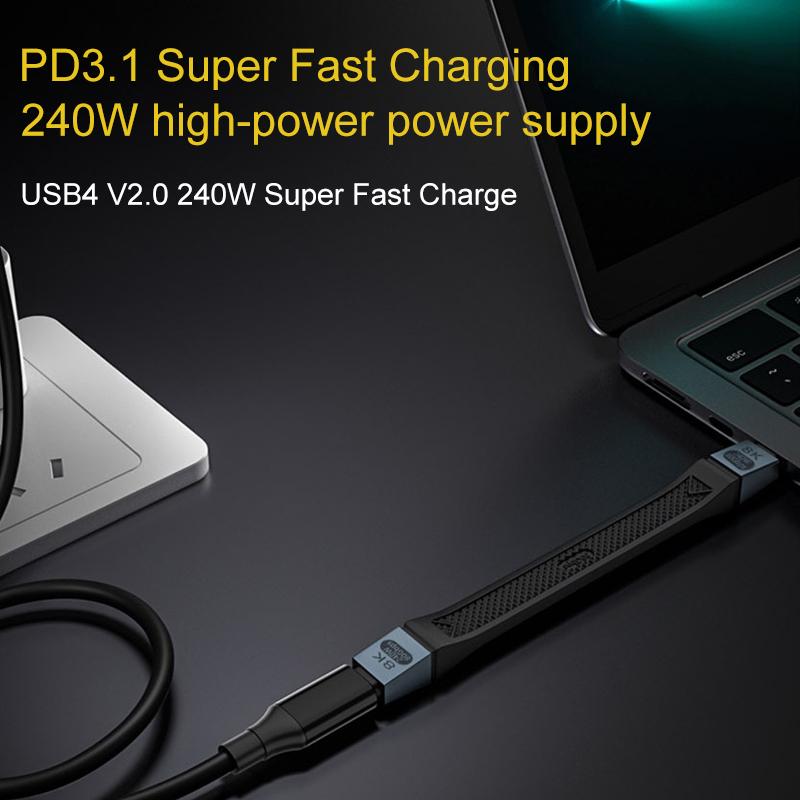 USB-C Data and Charging Cable - USB-C OEM 8K Video, 240W, 0.13m, Black