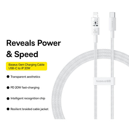 USB-C to Lightning Baseus Gem Data and Charging Cable, 20W, 1m, White P10373001211-00