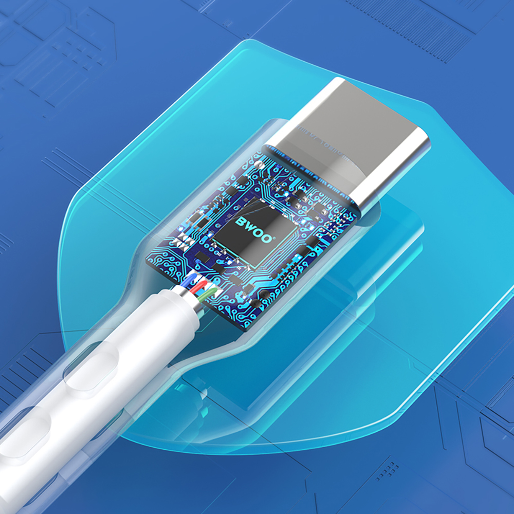 USB-A to USB-C Data and Charging Cable BWOO X172C, 60W, 1m, White