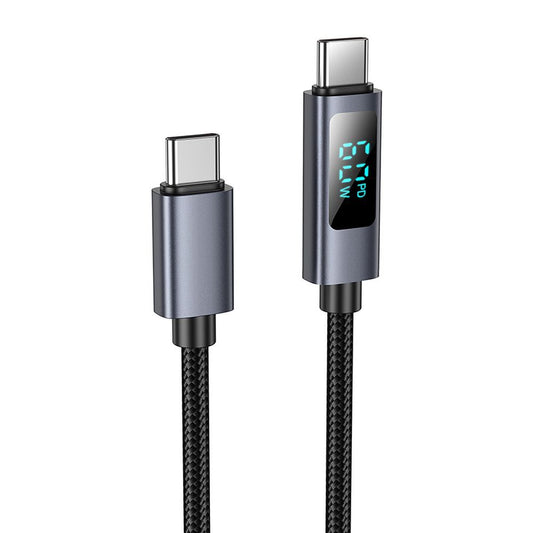 USB-C to USB-C Data and Charging Cable HOCO Display X112, 60W, 1m, Black