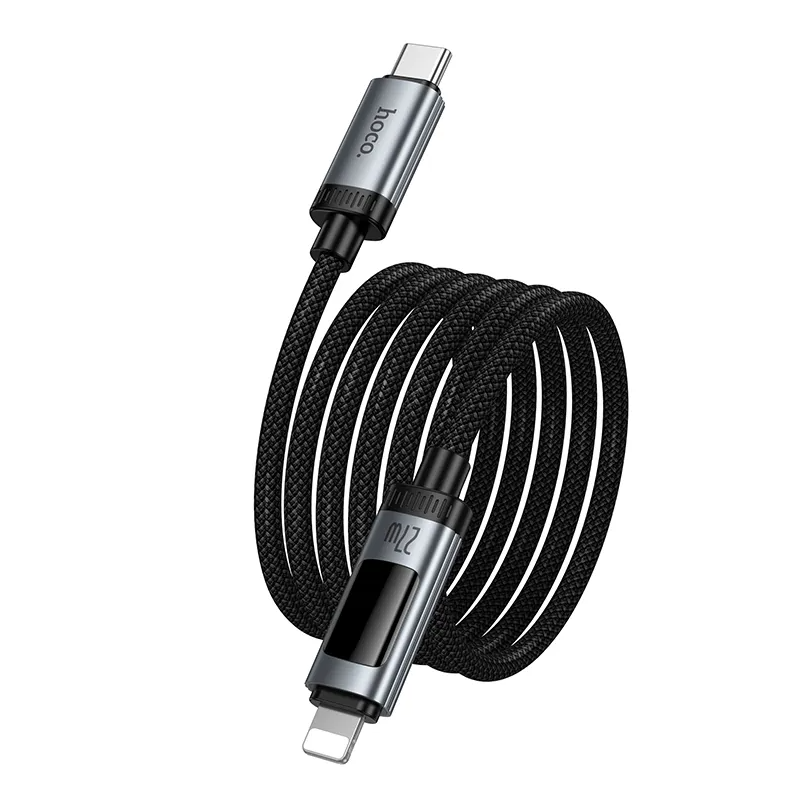 USB-C to Lightning Data and Charging Cable HOCO Display U148, 27W, 1.2m, Black