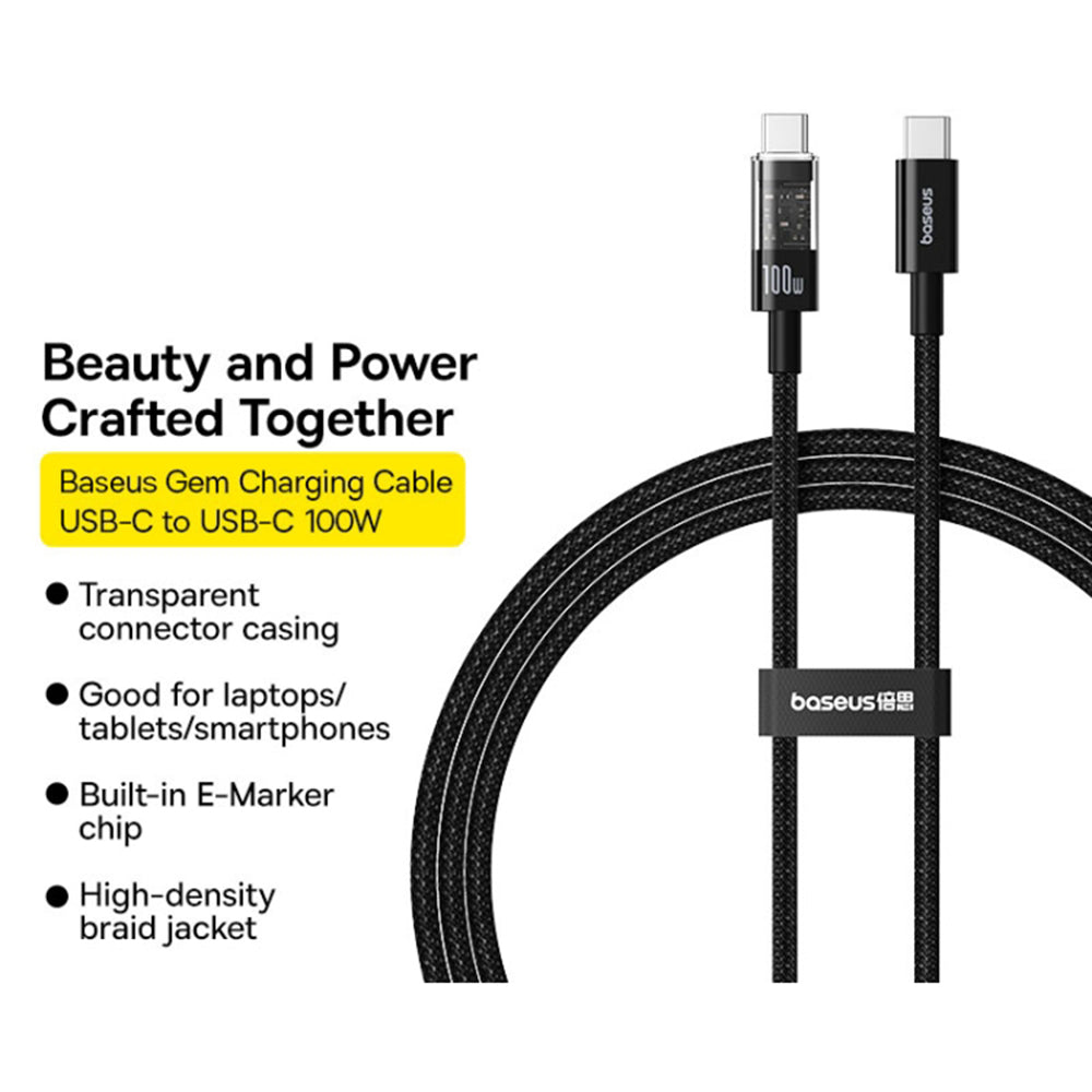 USB-C Data and Charging Cable - USB-C Baseus Gem, 100W, 1m, Black P10373000111-00