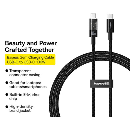 USB-C Data and Charging Cable - USB-C Baseus Gem, 100W, 1m, Black P10373000111-00
