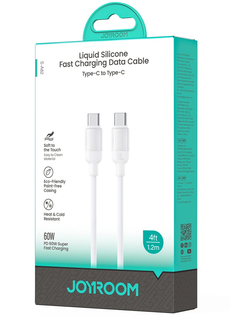 USB-C Data and Charging Cable - USB-C Joyroom S-A62 Lively, 60W, 1.2m, White