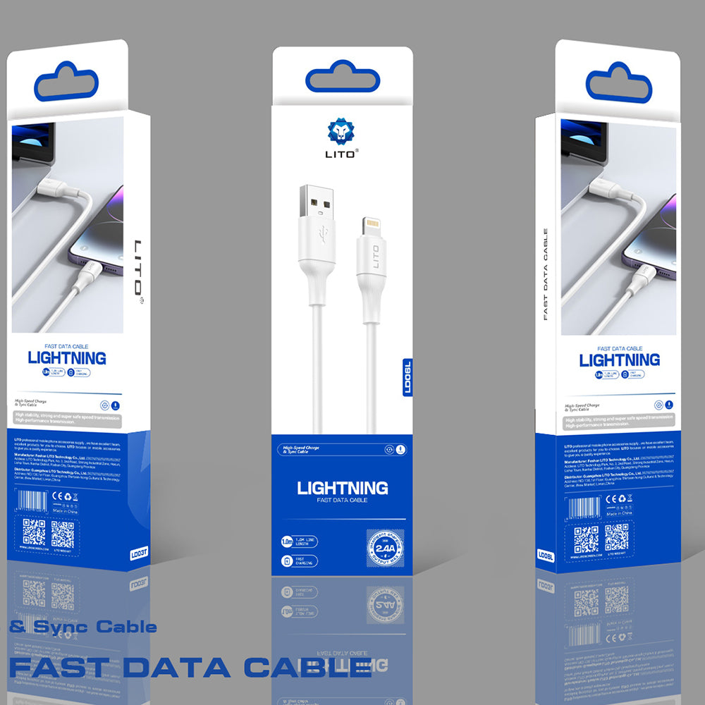 USB-A to Lightning Data and Charging Cable Lito LD06L, 18W, 1m, White
