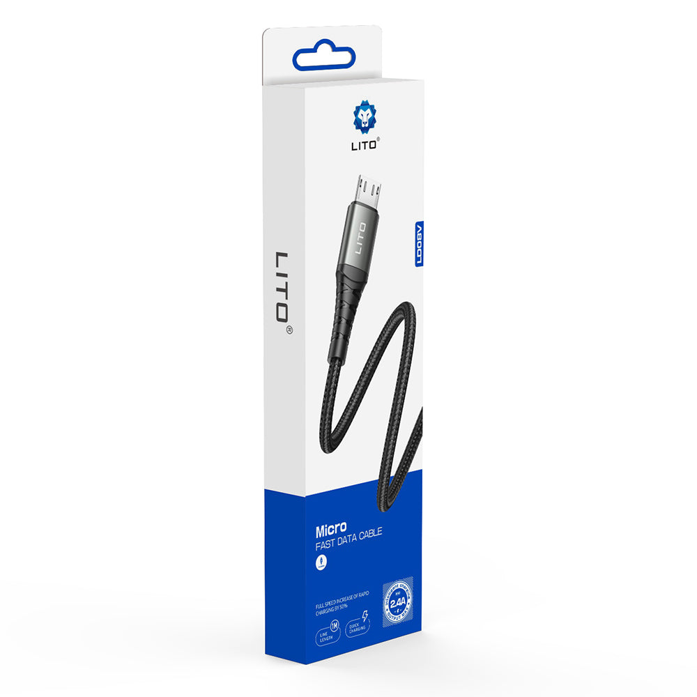 USB-A to microUSB Data and Charging Cable Lito LD08V, 18W, 1m, Black