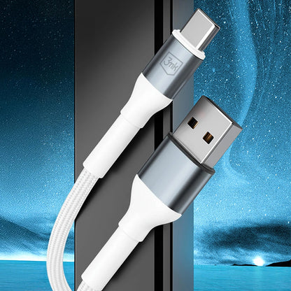 USB-A to USB-C Data and Charging Cable 3MK Hyper N, 18W, 1m, White