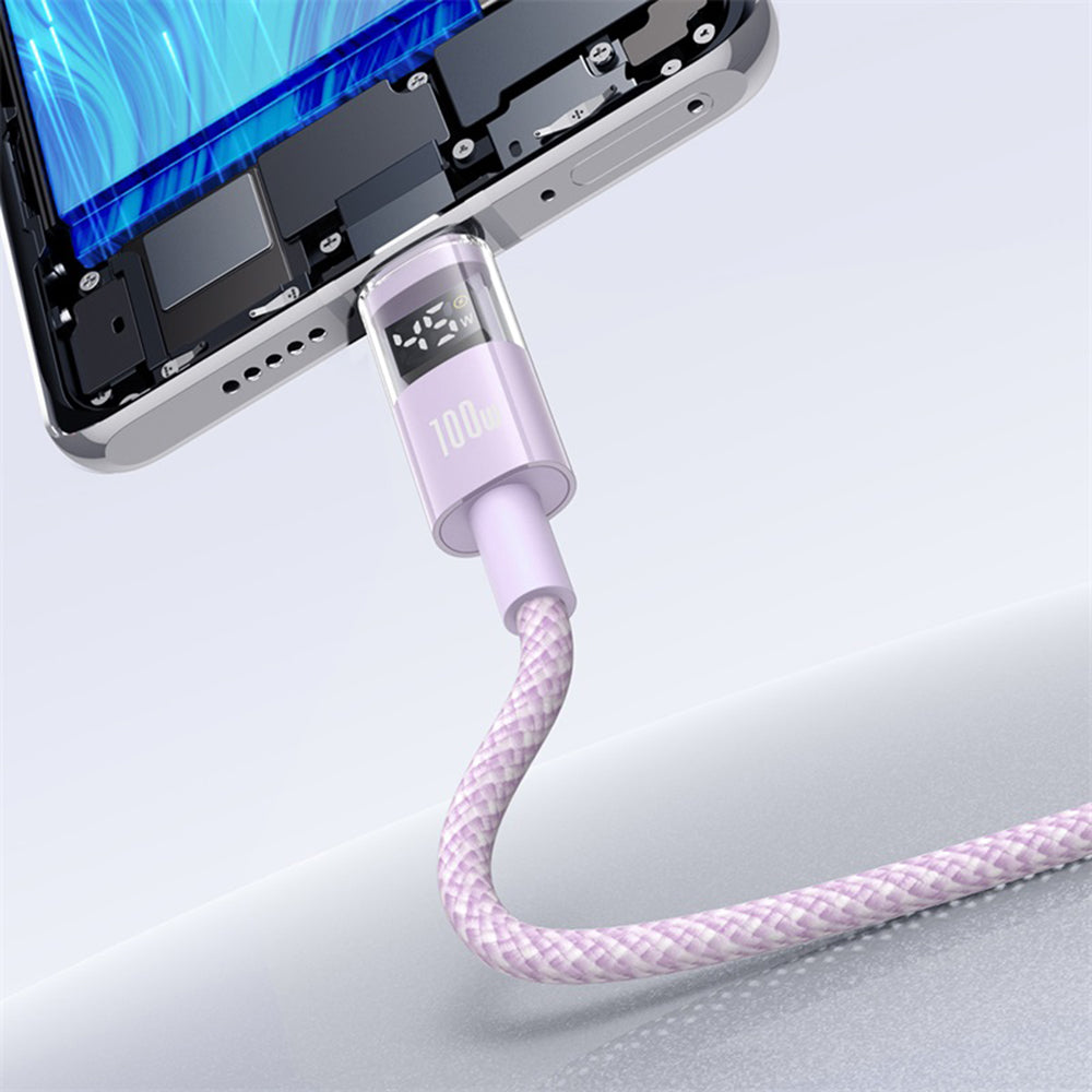 USB-A to USB-C Baseus Display 2 Data and Charging Cable, 100W, 1m, Purple P10382701511-00