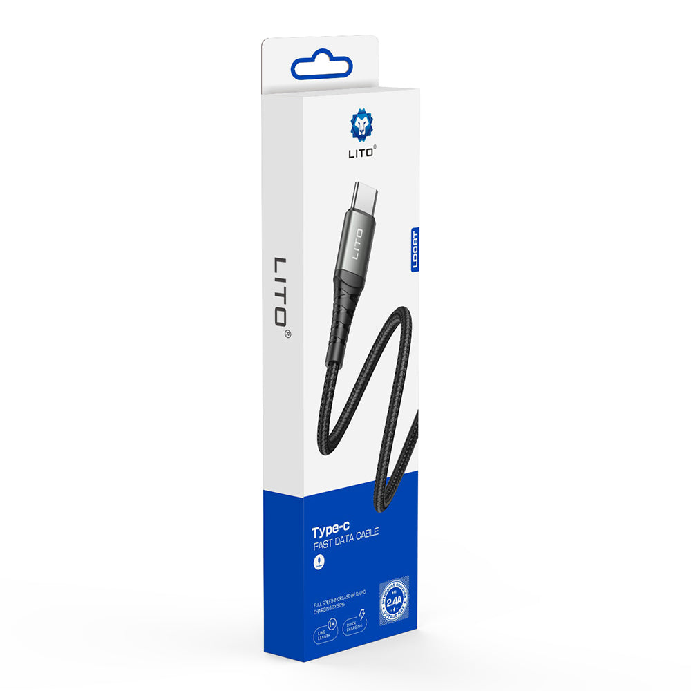 USB-A to USB-C Data and Charging Cable Lito LD08T, 18W, 1m, Black