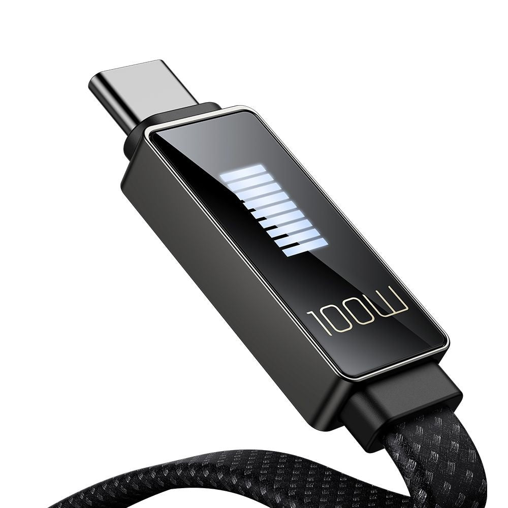 USB-A to USB-C McDodo CA-4980 Rythm Display Data and Charging Cable, 100W, 1.2m, Black
