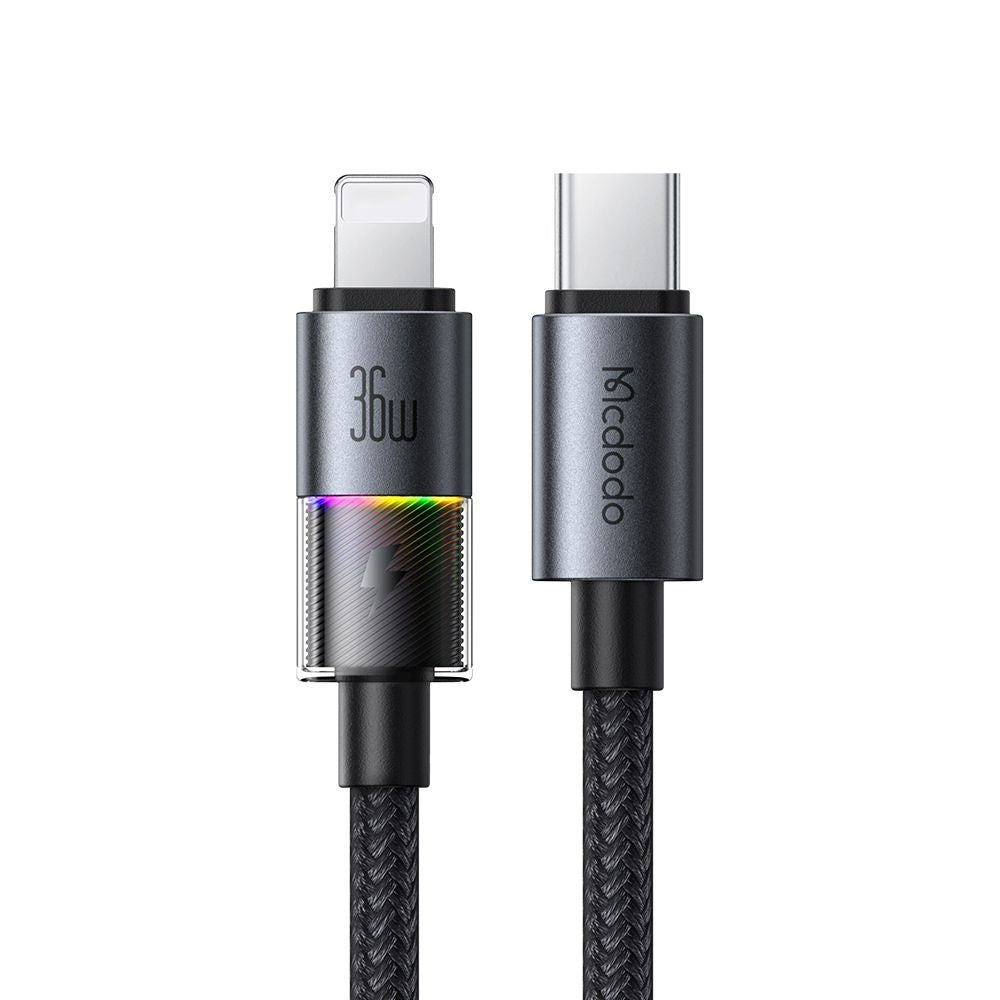 USB-C to Lightning McDodo CA-8190 Colorful Data and Charging Cable, 36W, 1.2m, Black