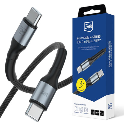 USB-C Data and Charging Cable - USB-C 3MK Hyper N, 240W, 2m, Black