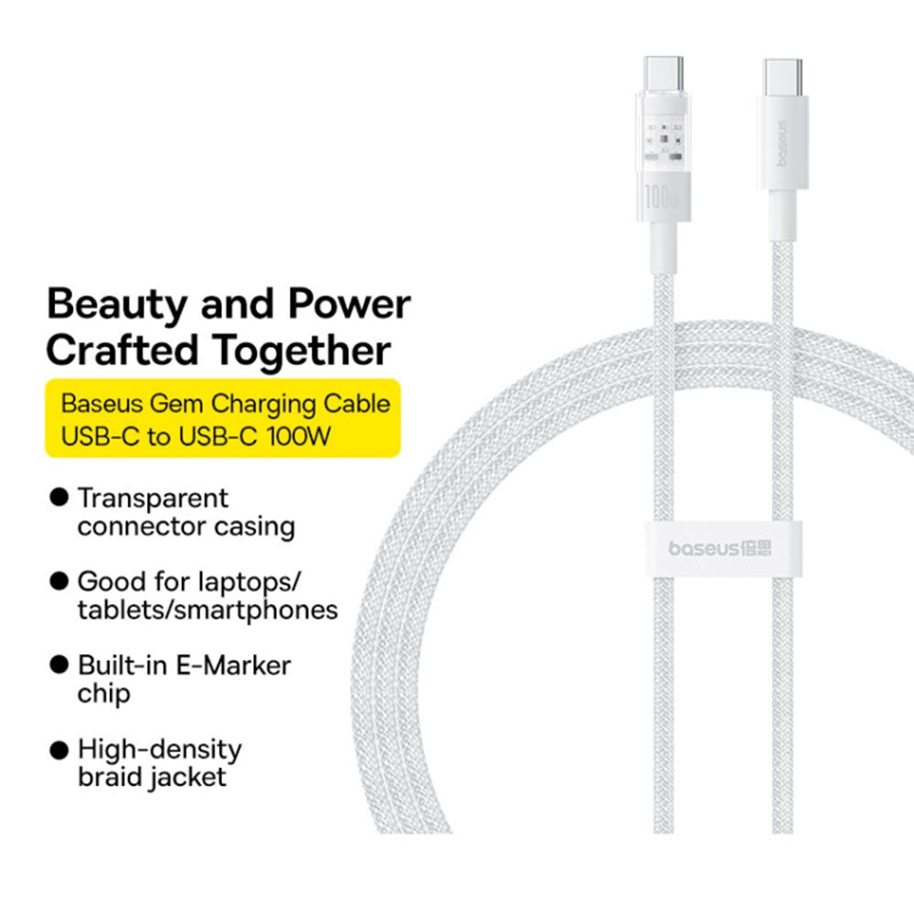 USB-C Data and Charging Cable - USB-C Baseus Gem, 100W, 1m, White P10373000211-00