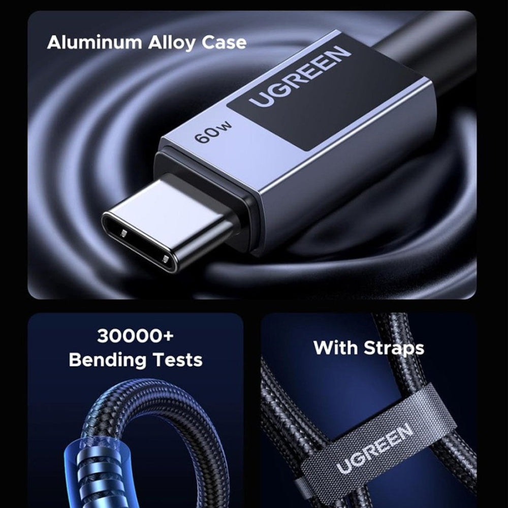 USB-C to USB-C Data and Charging Cable UGREEN L524, 60W, 1m, Gray