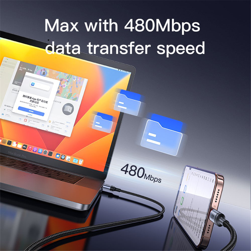 USB-C Data and Charging Cable - USB-C Yesido CA181, 60W, 1.2m, Black