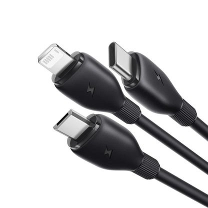 USB-A Charging Cable - Lightning / microUSB / USB-C Baseus Ultra Fast 3in1, 18W, 1.3m, Black P10376303121-00