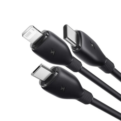 USB-A Charging Cable - Lightning / microUSB / USB-C Baseus Ultra Fast 3in1, 18W, 0.8m, Black P10376303121-01