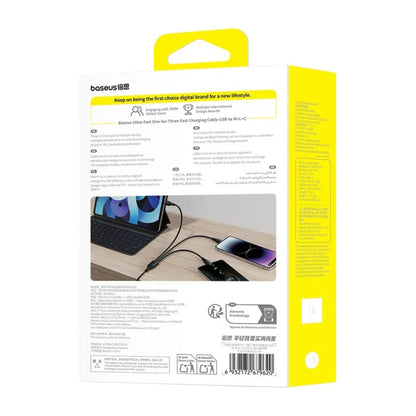 USB-A Charging Cable - Lightning / microUSB / USB-C Baseus Ultra Fast 3in1, 18W, 0.8m, Black P10376303121-01