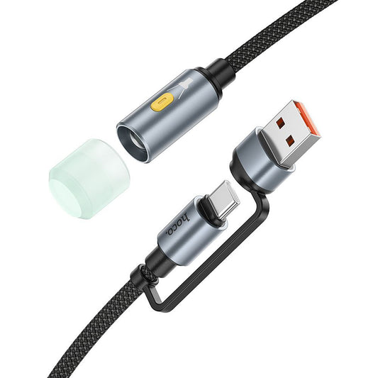 HOCO UA38C LED Cable, USB-C / USB-A, 0.3m, Black