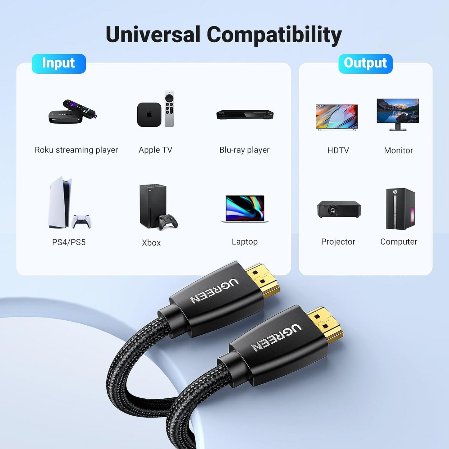 UGREEN HD118 Video Cable, HDMI - HDMI, 4K, 1.5m, Black