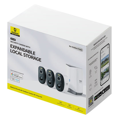 Baseus N1 Surveillance Camera, Wi-Fi, 2K, IP67, Outdoor, Set of 3 pieces, White S0TW022131