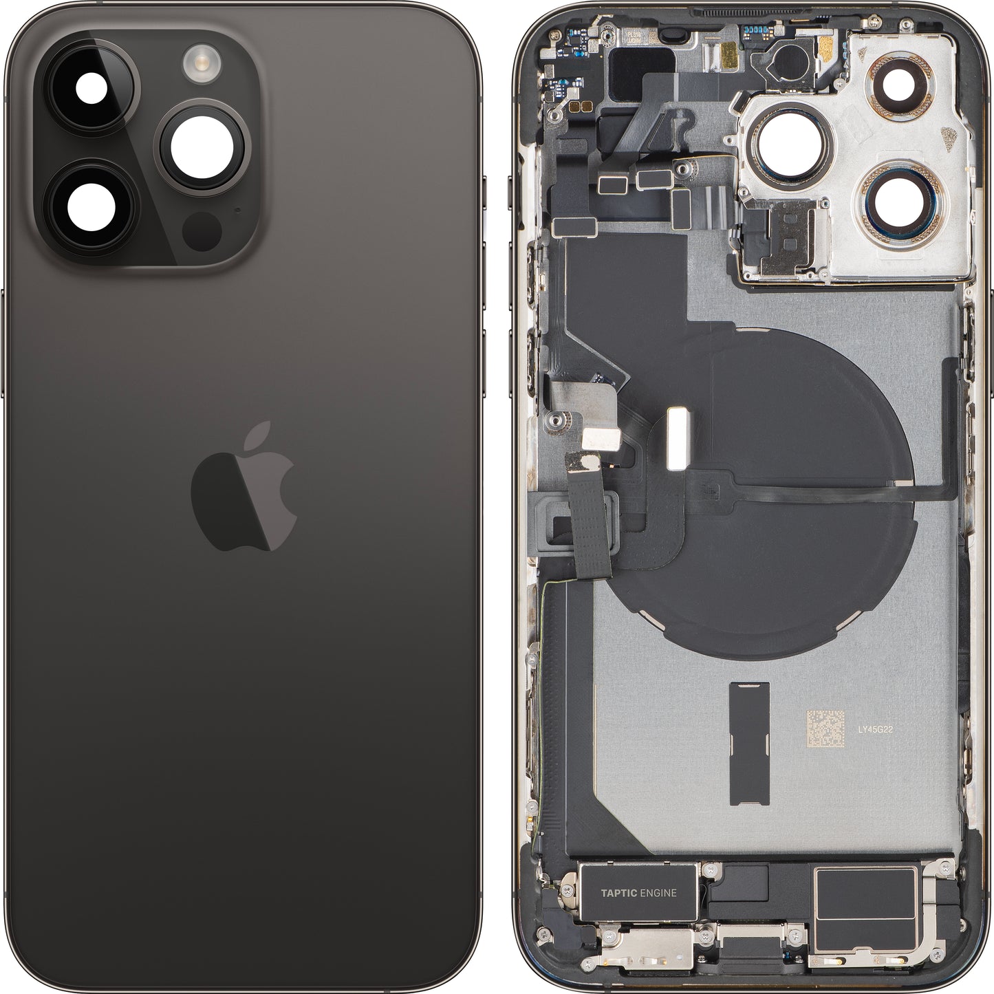 Apple iPhone 14 Pro Max Battery Cover, With Middle Frame, Full Parts, Black (Space Black), Swap