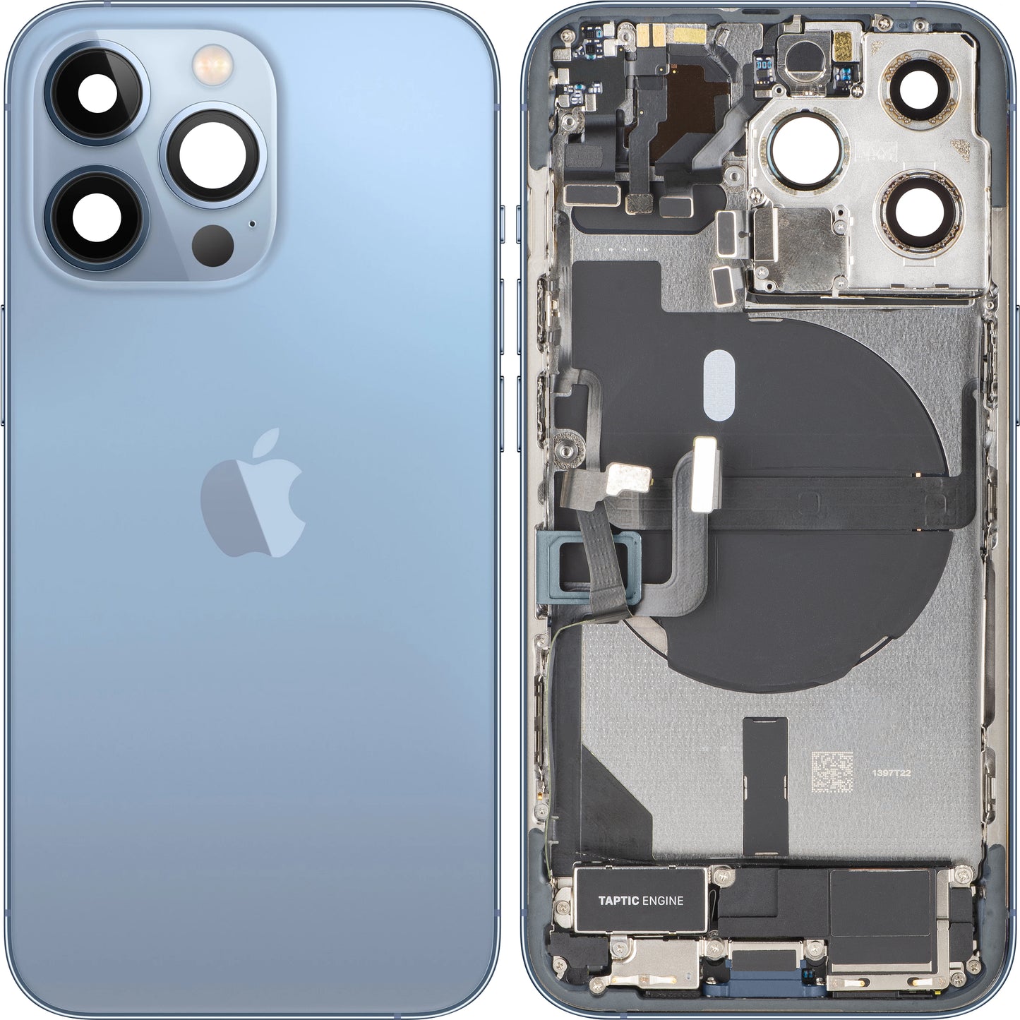 Apple iPhone 13 Pro Battery Cover, With Middle Frame, Full Parts, Sierra Blue, Swap
