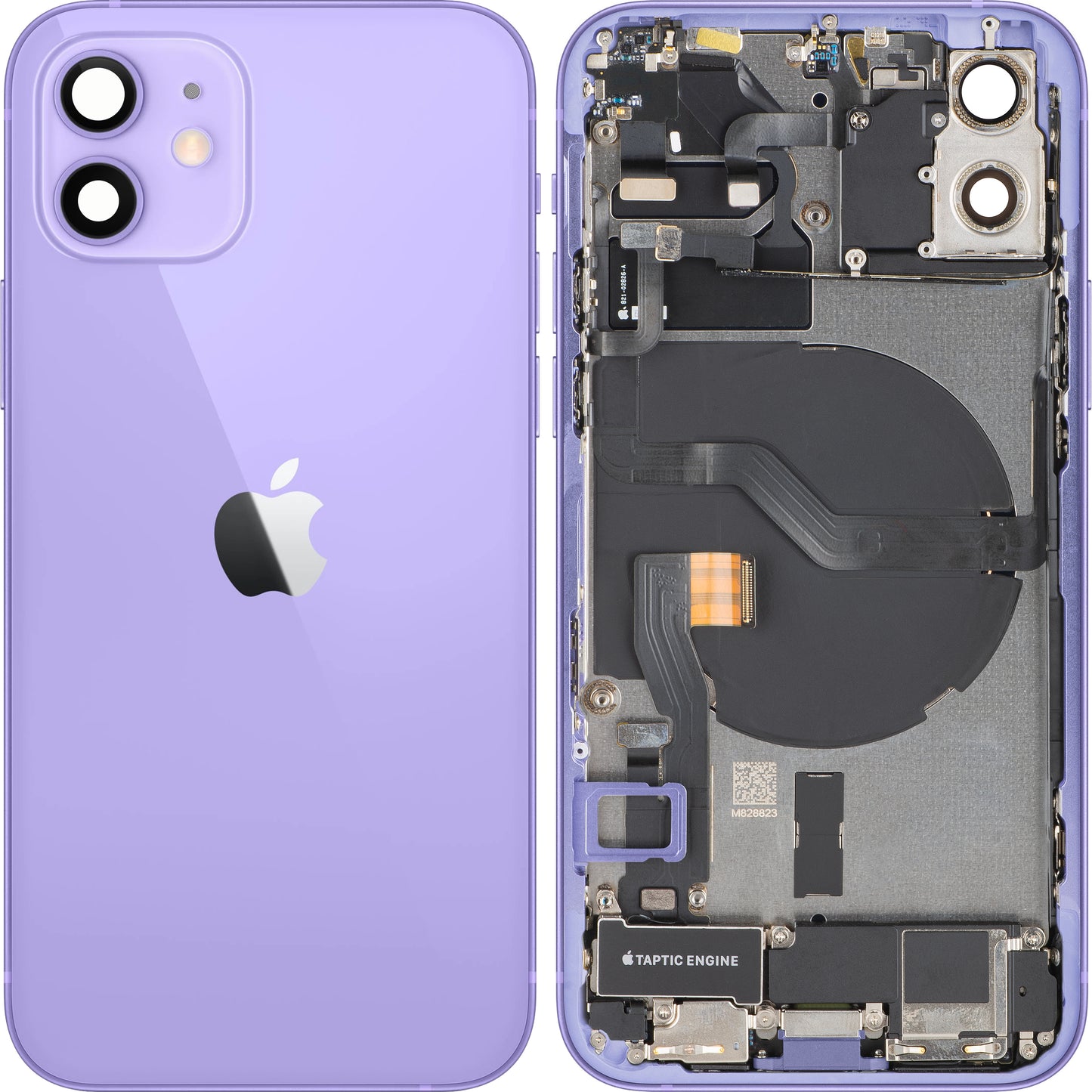Apple iPhone 12 Battery Cover, With Middle Frame, Full Parts, Purple, Swap