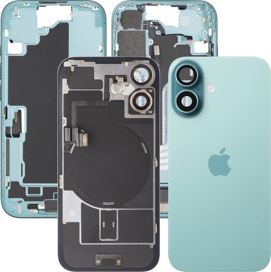 Apple iPhone 16 Battery Cover, With Middle Frame, Full Parts, Teal (Teal), Swap