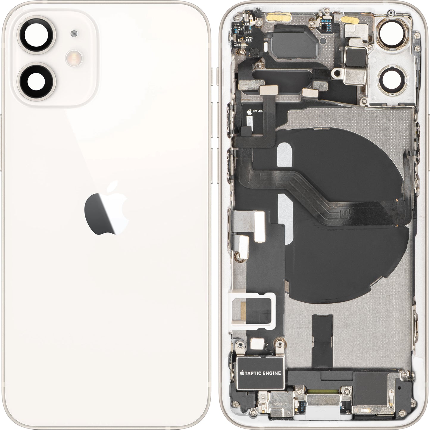 Apple iPhone 12 mini Battery Cover, With Middle Frame, Full Parts, White, Swap