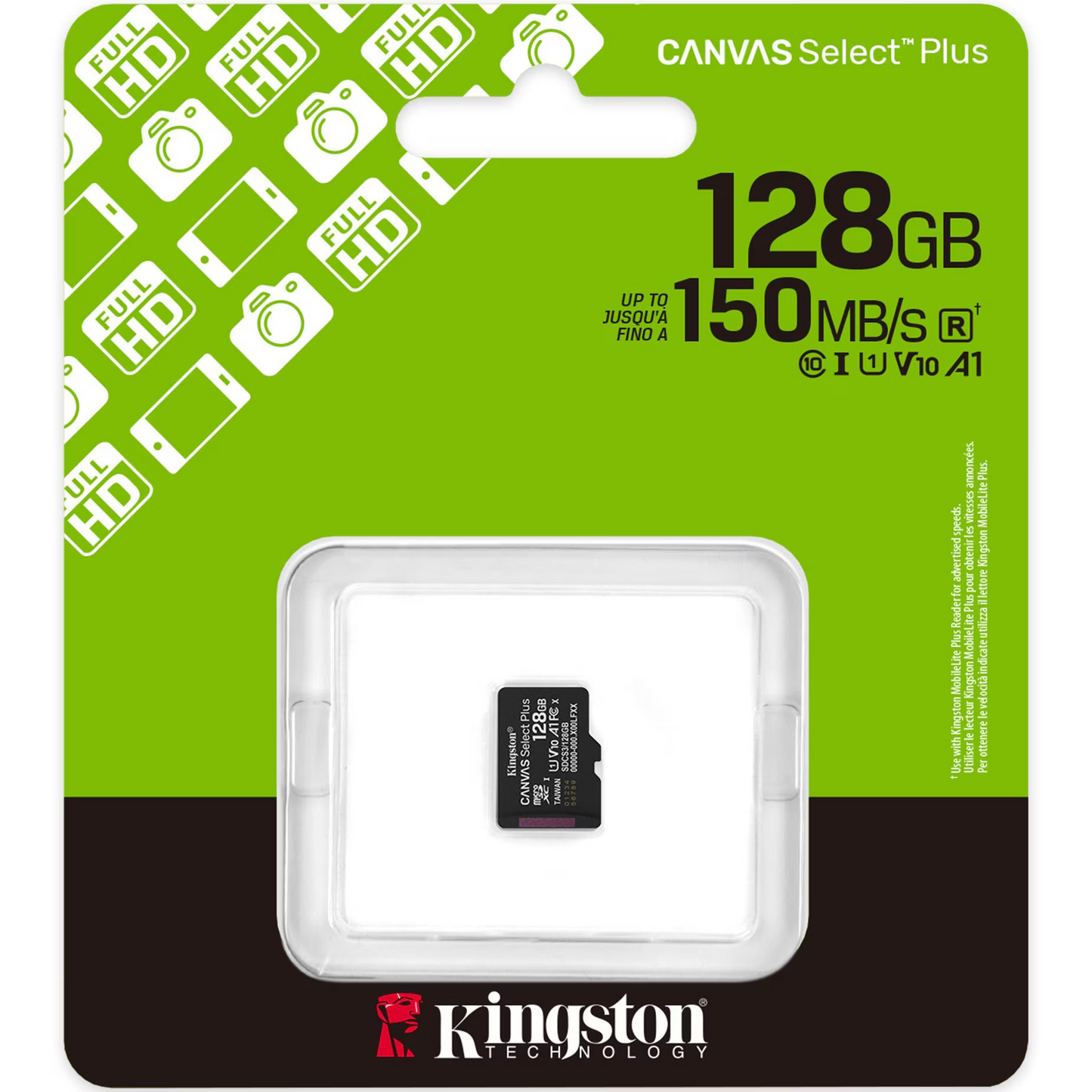 Kingston Canvas Select Plus Android A1 microSDXC Memory Card, 128Gb, Class 10 / UHS-1 U1 SDCS3/128GBSP