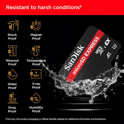 SanDisk Express microSDXC Memory Card, 128Gb, Class 10 / UHS-1 U3 SDSQXFN-128G-GN4NN