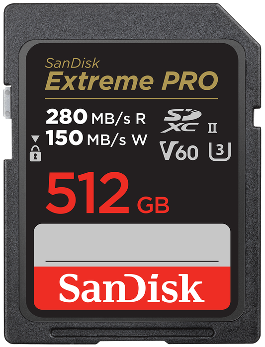 SDXC Memory Card SanDisk Extreme Pro, 512GB, Class 10 / UHS-2 U3 SDSDXEP-512G-GN4IN