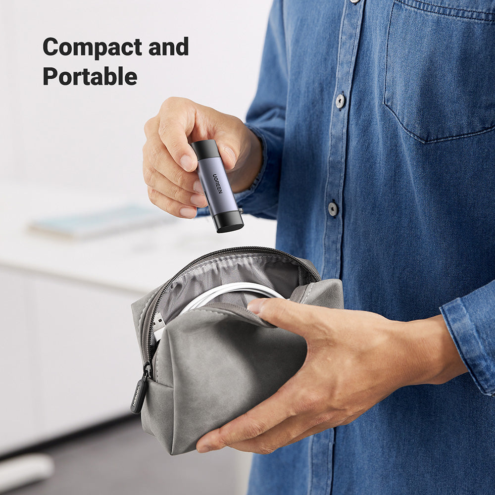 UGREEN CM185 USB / USB-C Card Reader, SD - microSD, Gray