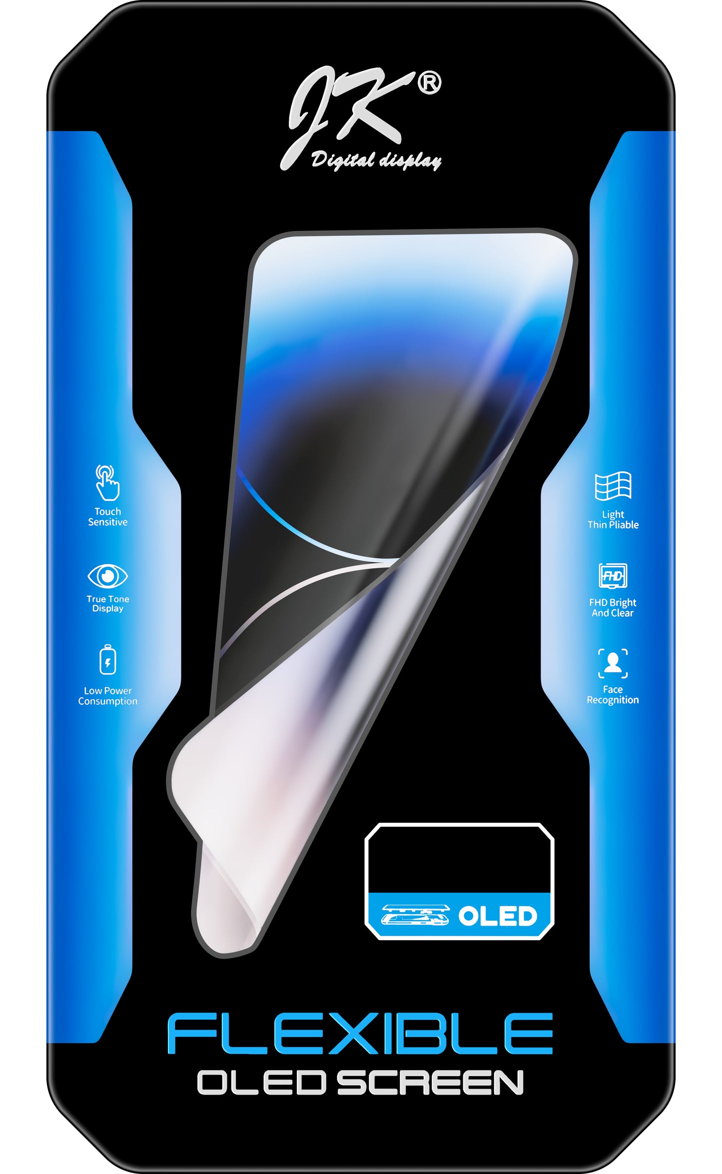 JK Touchscreen Display for Apple iPhone 14, with Frame, Movable IC OLED Version, Black