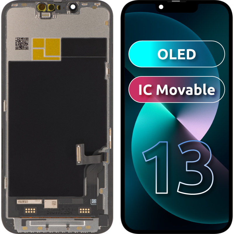 JK Touchscreen Display for Apple iPhone 13, with Frame, Movable IC OLED Version, Black