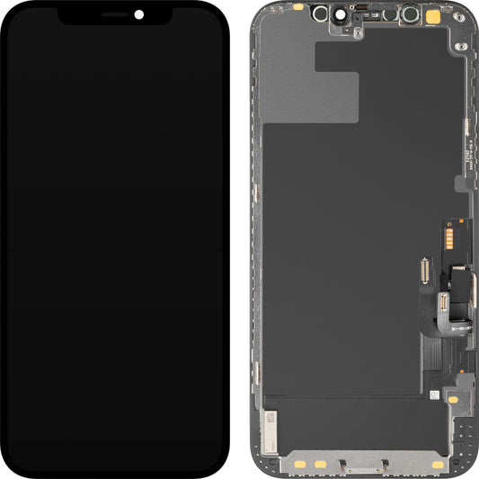 MP Touchscreen Display compatible with Apple iPhone 12 / 12 Pro, with Frame, Diagnostic OLED Version, Black