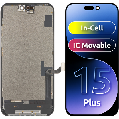ZY Touchscreen Display for Apple iPhone 15 Plus, with Frame, Movable In-Cell IC LCD Version, Black