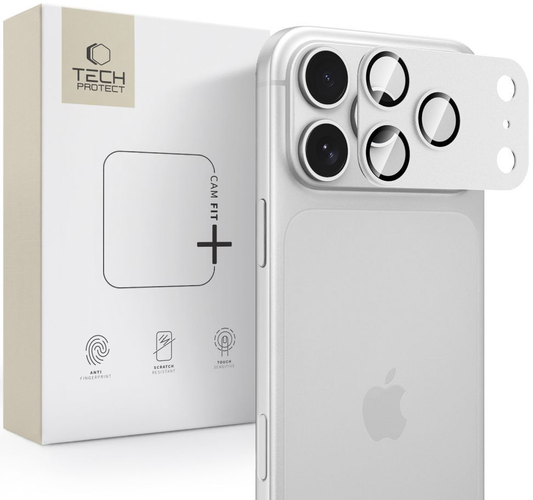 Tech-Protect CamFull Fit+ Rear Camera Protective Film for Apple iPhone 18 Pro Max, Tempered Glass, Silver