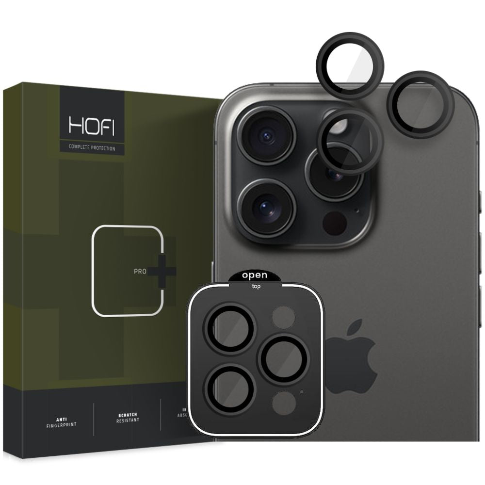 HOFI CamRing PRO+ Rear Camera Protective Film for Apple iPhone 15 Pro Max / 15 Pro, Tempered Glass, Black