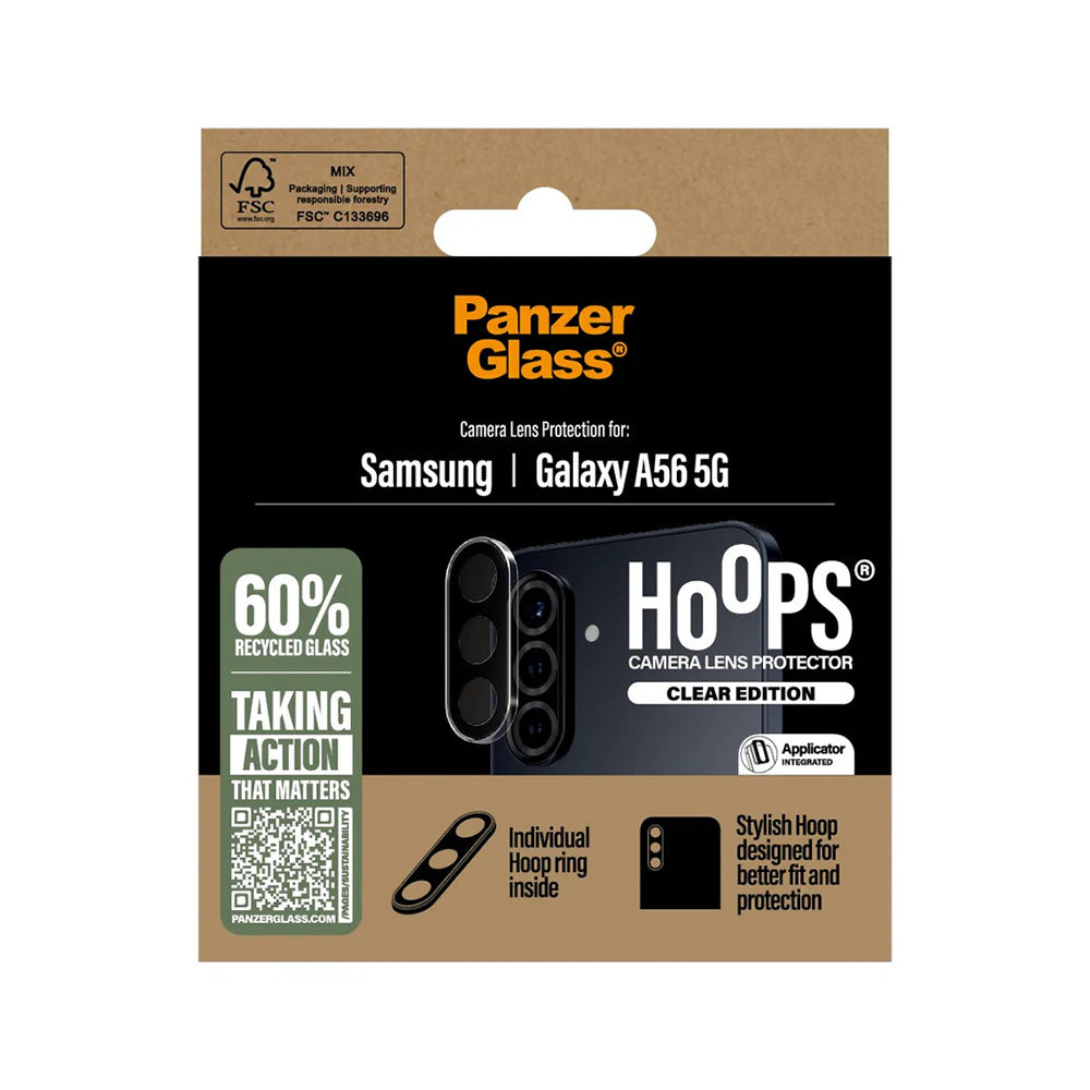 PanzerGlass Hoops Rear Camera Protection Film for Samsung Galaxy A56 A566, Tempered Glass, Transparent